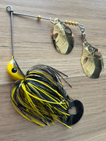 5/8oz 'Invader' Blade Spinnerbait ~ BLACK & YELLOW ~ Grub Trailer