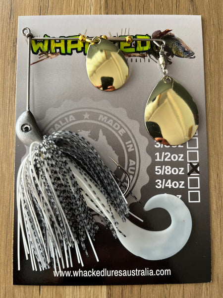 5/8oz Spinnerbait ~ BONY BREAM ~ Grub Trailer (Gold Blades)