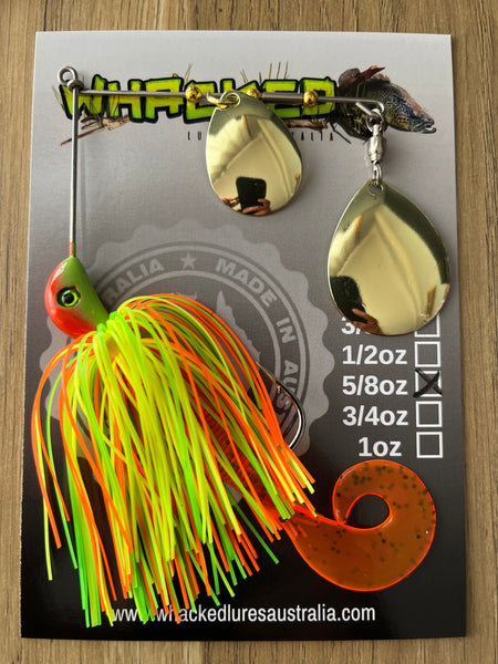 5/8oz Spinnerbait ~ CITRUS ~ Grub Trailer (Gold Blades)
