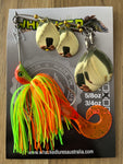 5/8oz Quad Spin Spinnerbait ~ CITRUS ~ Grub Trailer (Gold Blades)