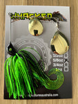 5/8oz Spinnerbait ~ GOBLIN GREEN ~ Grub Trailer (Gold Blades)