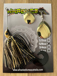 5/8oz Spinnerbait ~ BLACK & GOLD ~ Grub Trailer (Gold Blades)
