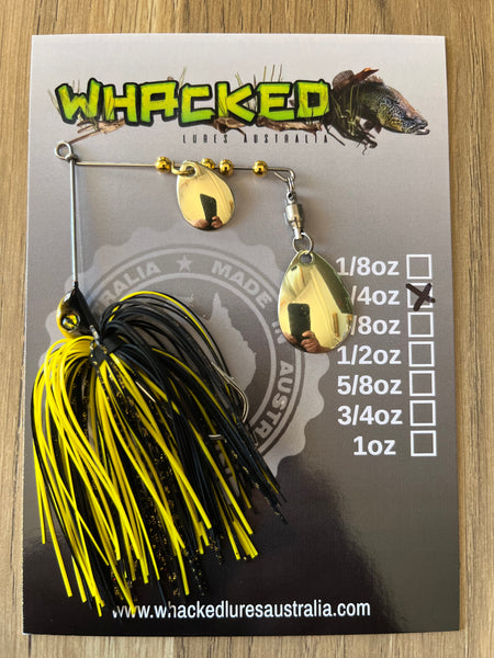 1/4oz Spinnerbait ~ BLACK & YELLOW (Gold Blades)