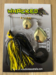 1/2oz Spinnerbait ~ BLACK & YELLOW ~ Grub Trailer (Gold Blades)