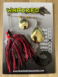 1/2oz Spinnerbait ~ PHANTOM RED ~ Grub Trailer (Gold Blades)