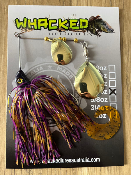 1/2oz Spinnerbait ~ PURPLE PUMPKIN ~ Grub Trailer (Gold Blades)