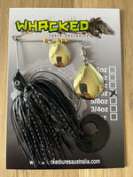 1/2oz Spinnerbait ~ DARTH VADER ~ Grub Trailer (Gold Blades)