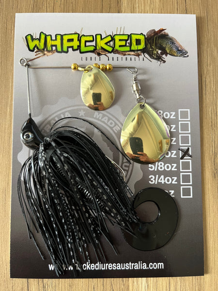 1/2oz Spinnerbait ~ DARTH VADER ~ Grub Trailer (Gold Blades)