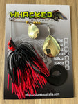 1/2oz Spinnerbait ~ FIRETIP RED ~ Grub Trailer (Gold Blades)