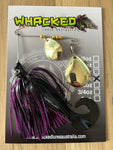 1/2oz Spinnerbait ~ PLUM BLACK ~ Grub Trailer (Gold Blades)