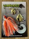 1/2oz Spinnerbait ~ ORANGE ICE ~ Grub Trailer (Gold Blades)