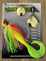 3/4oz Spinnerbait ~ FLURO POP ~ Grub Trailer (Gold Blades)