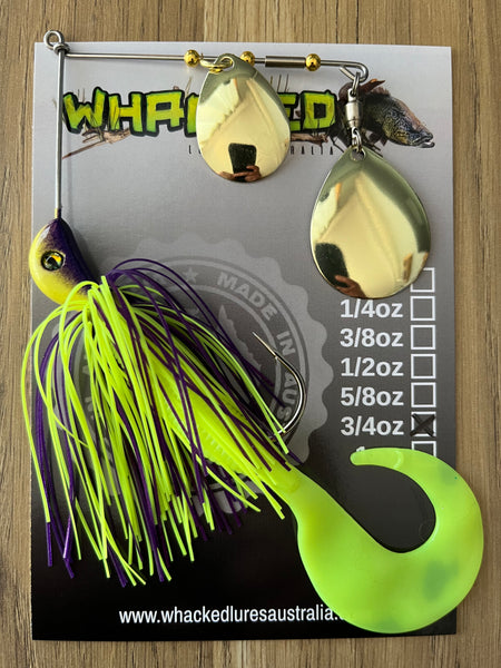 3/4oz Spinnerbait ~ BAHAMA ~ Grub Trailer (Gold Blades)