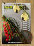 3/4oz Spinnerbait ~ REDFIN GREEN ~ Grub Trailer (Gold Blades)