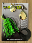 3/4oz Spinnerbait ~ GOBLIN GREEN ~ Grub Trailer (Gold Blades)