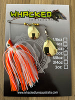 3/8oz Compact Spinnerbait ~ ORANGE ICE (Gold Blades)