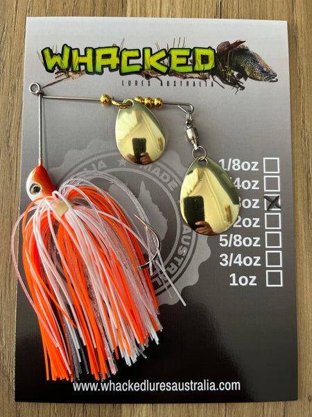 3/8oz Compact Spinnerbait ~ ORANGE ICE (Gold Blades)
