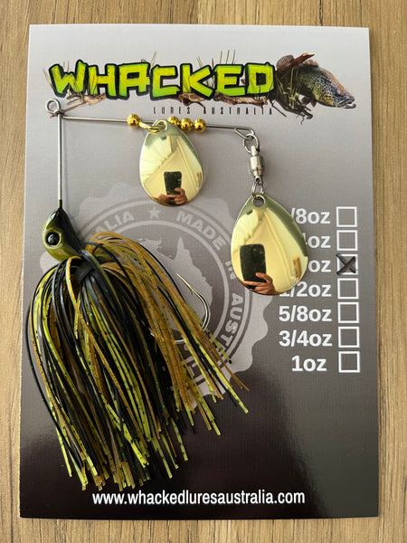 3/8oz Compact Spinnerbait ~ GREMLIN GREEN (Gold Blades)