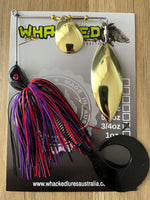 3/4oz Spinnerbait ~ EVIL PURPLE ~ Grub Trailer (Gold Willow Blade)