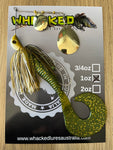 1oz Spinnerbait ~ NATURAL GREEN ~ 8" Grub Trailer + Stinger Hook (Gold Blades)