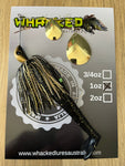1oz Spinnerbait ~ BLACK & GOLD (Black Eye) ~ 5" Paddle Tail Trailer + Stinger Hook (Gold Blades)