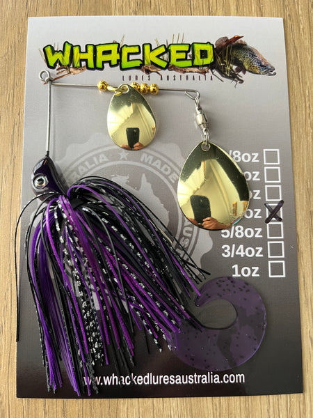 1/2oz Spinnerbait ~ PHANTOM PURPLE ~ Grub Trailer (Gold Blades)