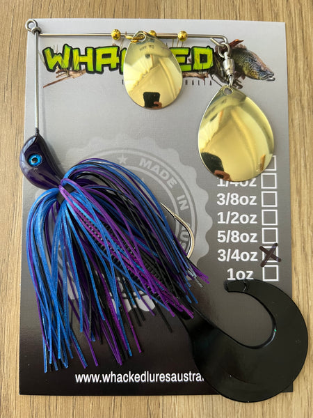 3/4oz Spinnerbait ~ BRUISER ~ Grub Trailer (Gold Blades)