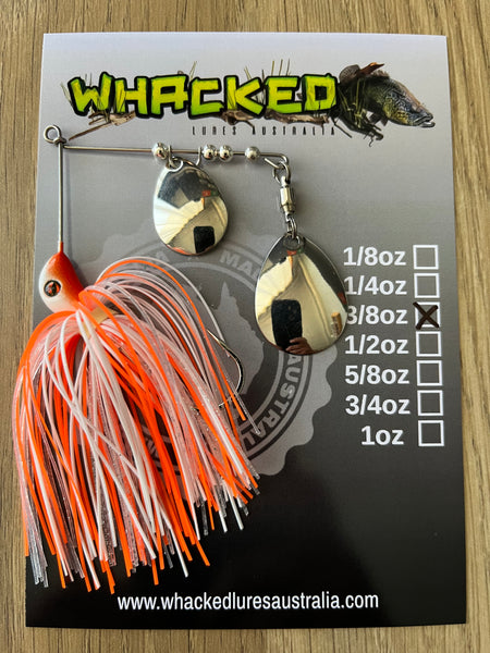 3/8oz Compact Spinnerbait ~ ORANGE ICE (Silver Blades)