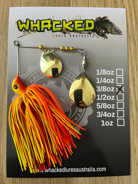 3/8oz Compact Spinnerbait ~ SUNRISE ORANGE (Gold Blades)