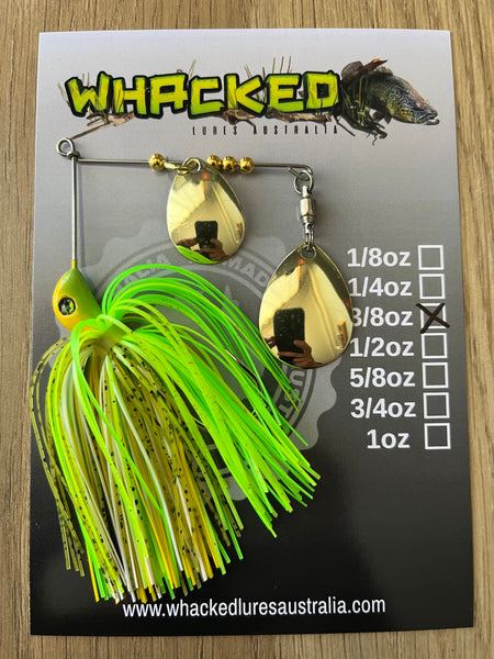 3/8oz Compact Spinnerbait ~ KERMIT GREEN (Gold Blades)