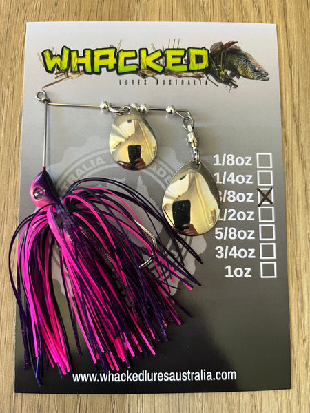 3/8oz Compact Spinnerbait ~ PINK & PURPLE (Silver Blades)