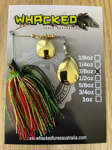 3/8oz Compact Spinnerbait ~ REDFIN GREEN (Gold Blades)
