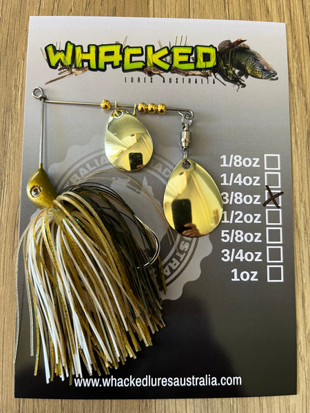 3/8oz Compact Spinnerbait ~ NATURAL GREEN & GOLD (Gold Blades)