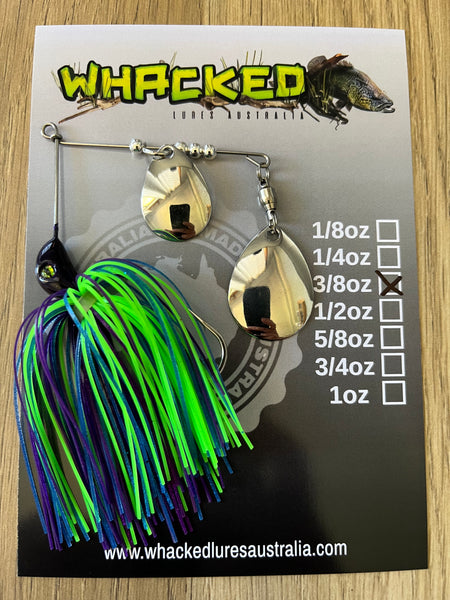 3/8oz Compact Spinnerbait ~ JUNE BUG (Silver Blades)