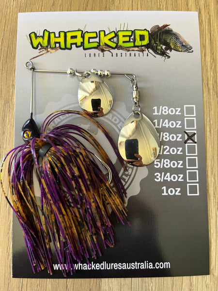 3/8oz Compact Spinnerbait ~ PURPLE PUMPKIN (Silver Blades)