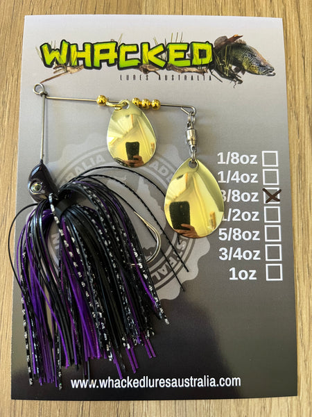 3/8oz Compact Spinnerbait ~ PHANTOM PURPLE (Gold Blades)