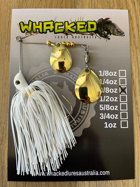 3/8oz Compact Spinnerbait ~ WHITE (Gold Blades)
