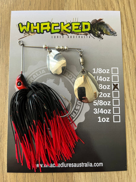 3/8oz Compact Spinnerbait ~ FIRETIP RED (Silver Blades)