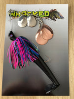 1oz Quad Spin Spinnerbait ~ GOTHIKA ~ Paddle Tail Trailer + Stinger Hook (Mixed Blades)