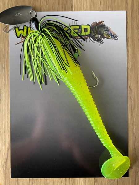 1oz 'Thumper' Chatterbait ~ CHARTREUSE ~ 18cm Paddle Tail Trailer + St –  Whacked Lures Australia