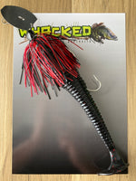 1oz 'Thumper' Chatterbait ~ BLACK & RED ~ 18cm Paddle Tail Trailer + Stinger