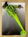 2oz 'GOLIATH' CHATTERBAIT ~ CHARTREUSE ~ 8" Paddle Tail Trailer + Stinger