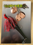 1oz Quad Spin Spinnerbait ~ PHANTOM RED ~ Paddle Tail Trailer + Stinger Hook (Copper Blades)