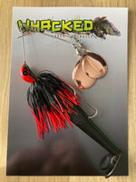 1oz Twin Spin Spinnerbait ~ FIRETIP RED ~ Paddle Tail Trailer + Stinger Hook (Copper Blades)