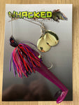 1oz Twin Spin Spinnerbait ~ EVIL PURPLE ~ Paddle Tail Trailer + Stinger Hook (Gold Blades)