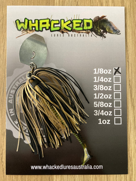 1/8oz Chatterbait ~ BLACK & GOLD ~ Paddle Worm Trailer