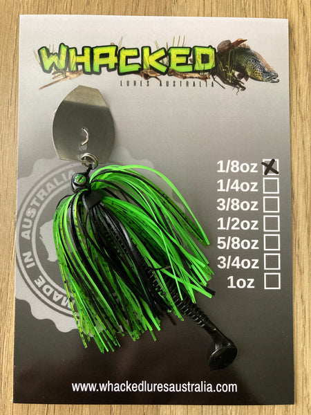 1/8oz Chatterbait ~ GOBLIN GREEN ~ Paddle Worm Trailer