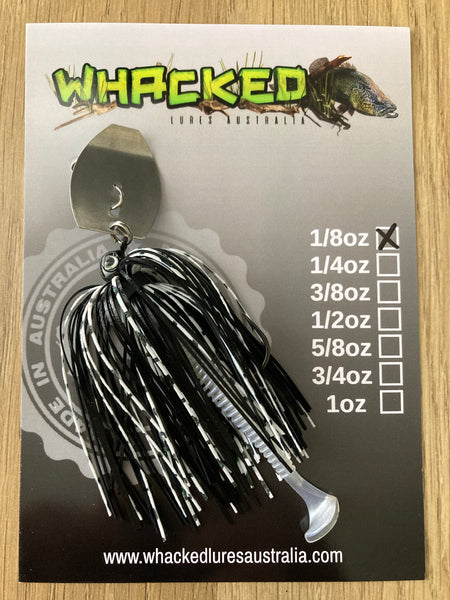 1/8oz Chatterbait ~ PEPPERED BLACK ~ Paddle Worm Trailer