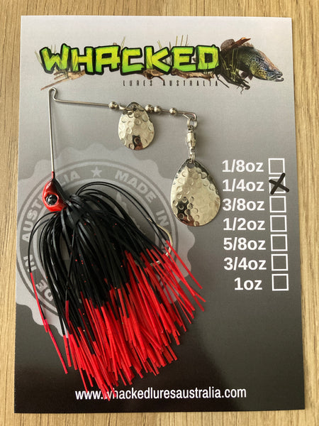 1/4oz Spinnerbait ~ FIRETIP RED (Hammered Silver Blades)