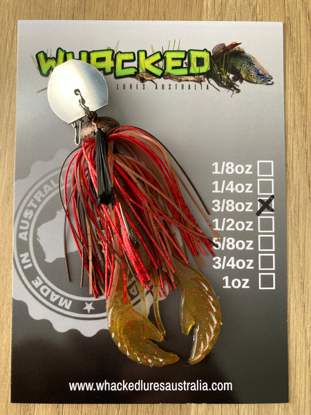 3/8oz Weedless Craw Chatterbait ~ ROOT BEER RED